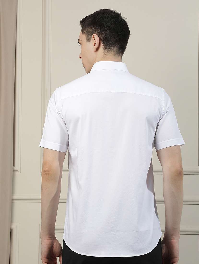 men solid short sleeve slim fit casual shirt - 22471607 -  Standard Image - 4