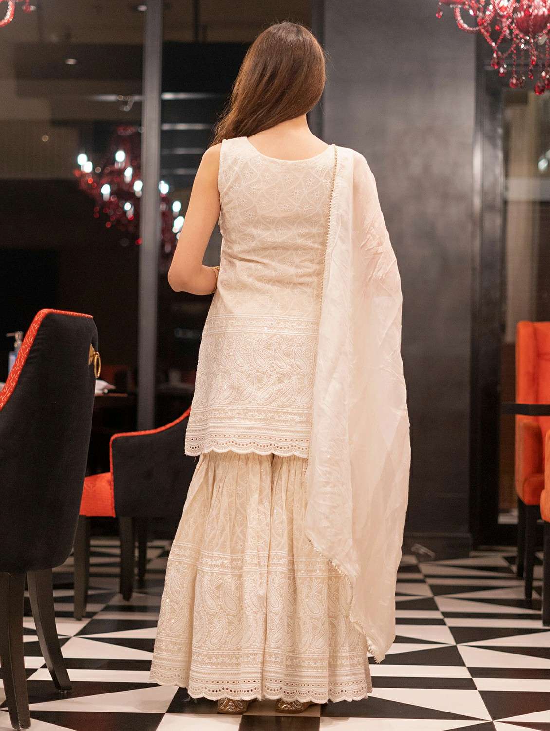 women off white suit set - 22471640 -  Standard Image - 4