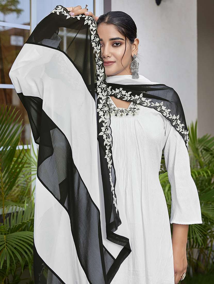 women self design white suit set - 22471657 -  Standard Image - 1
