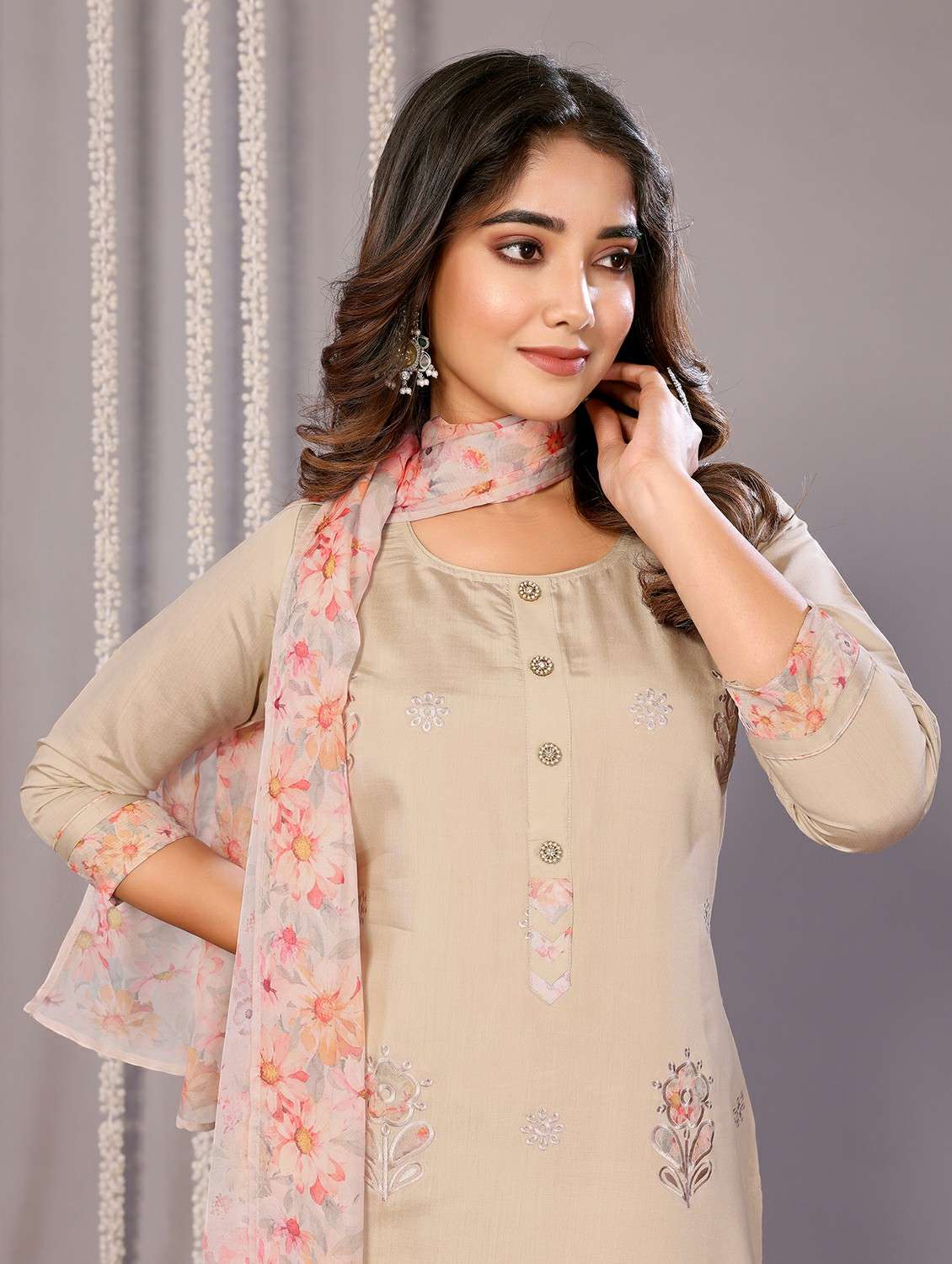 women beige suit set - 22471679 -  Standard Image - 1