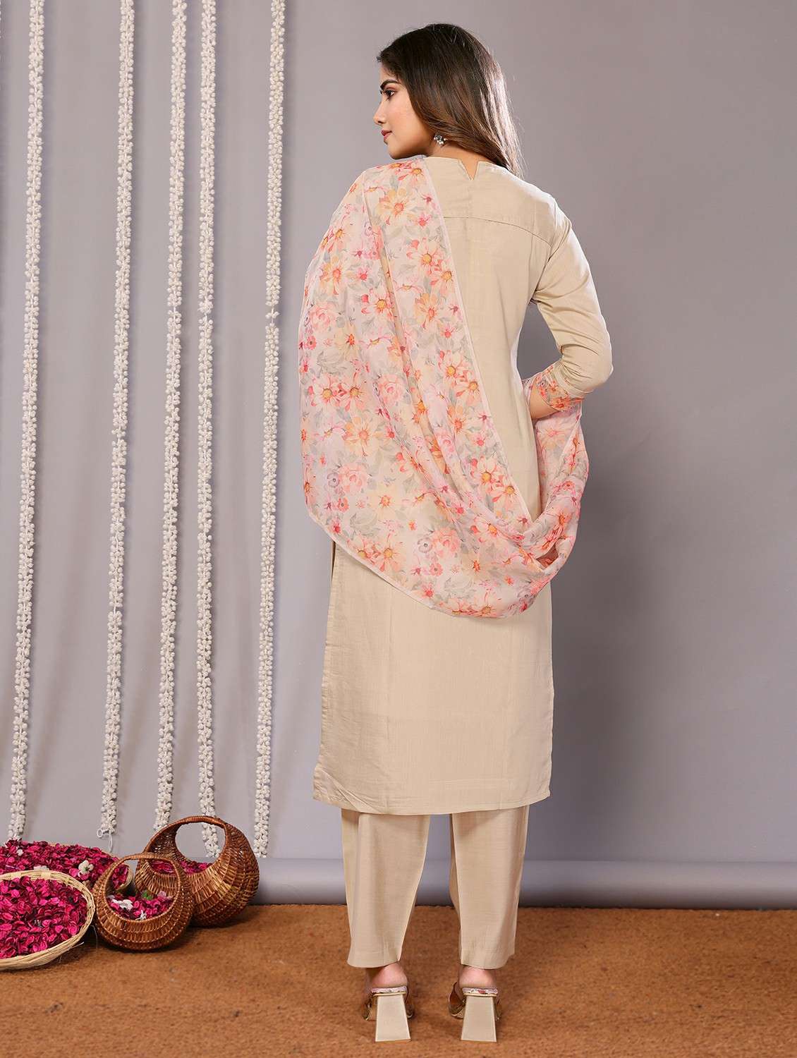 women beige suit set - 22471679 -  Standard Image - 4