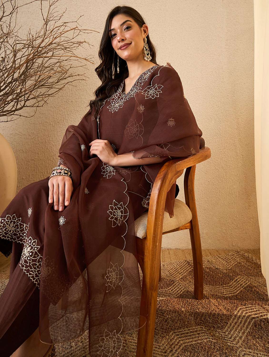 women coffee brown suit set - 22471749 -  Standard Image - 1