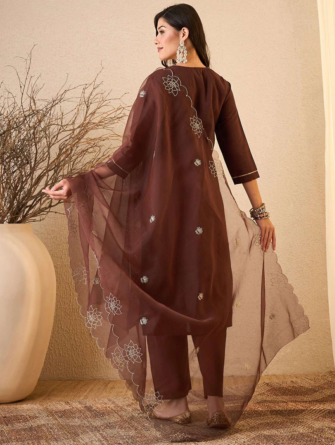 women coffee brown suit set - 22471749 -  Standard Image - 4