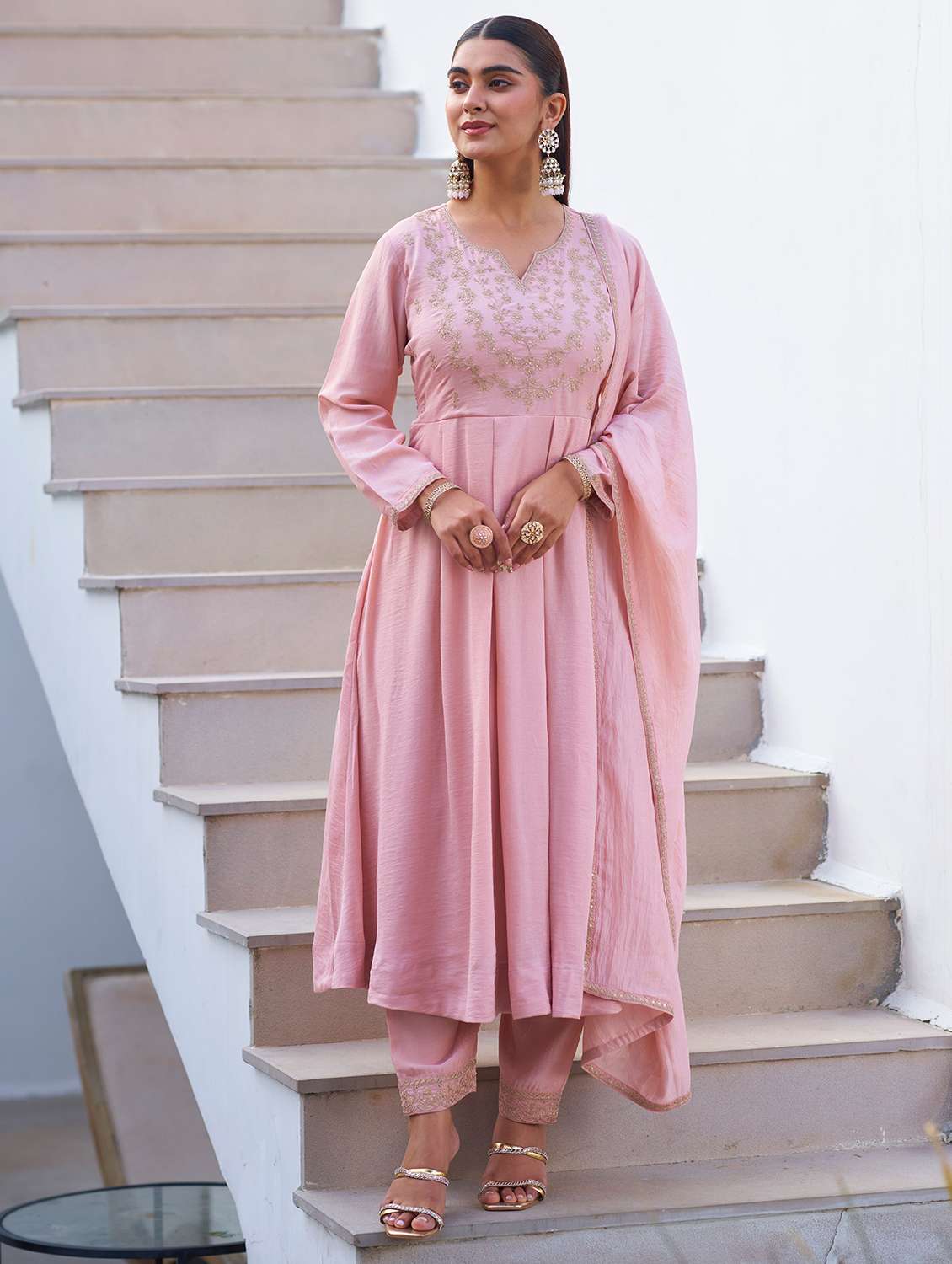 women peach suit set