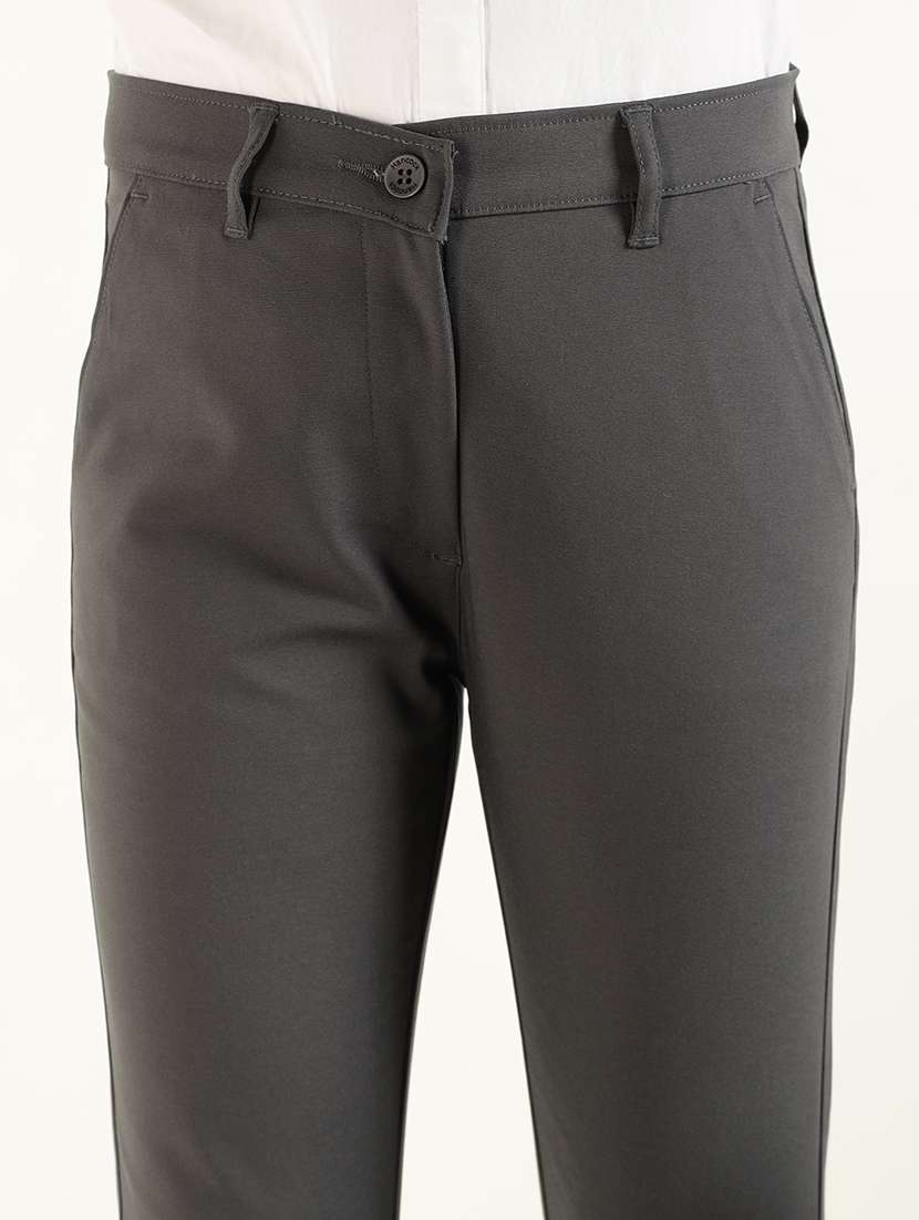 women grey cigarette pant cotton formal trousers - 22471836 -  Standard Image - 1