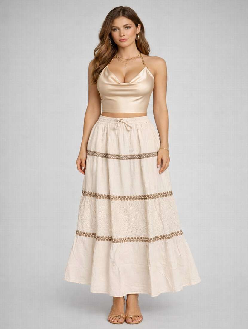 women self designed high rise flared skirt - 22471941 -  Standard Image - 1
