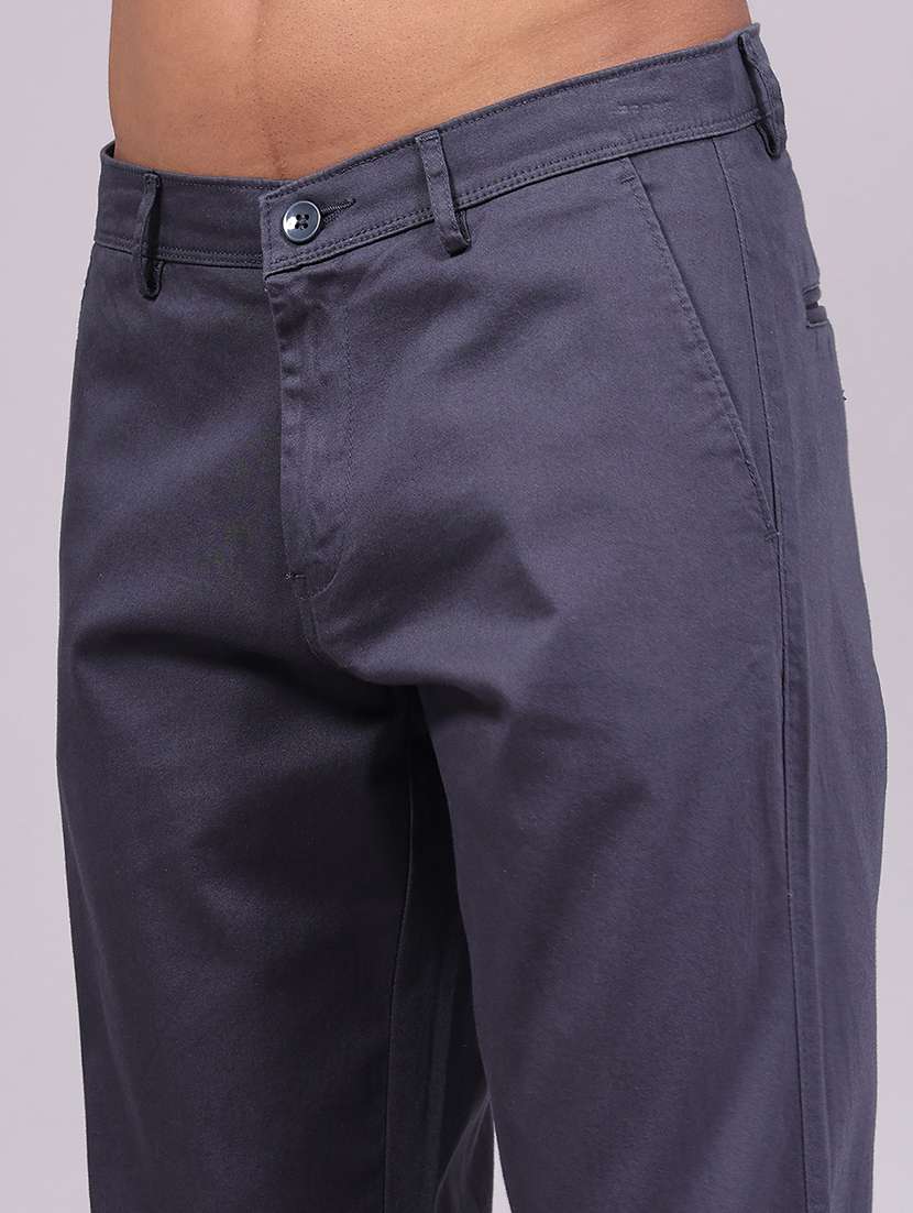 Men Solid Mid Rise Chinos Casual Trouser - 22472027 -  Standard Image - 1
