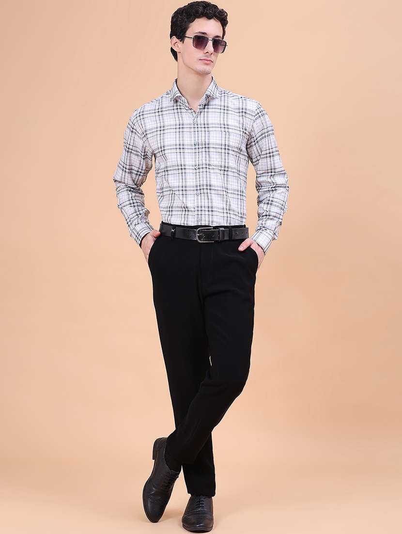 Men Solid Mid Rise Flat Front Formal Trouser - 22472091 -  Standard Image - 4