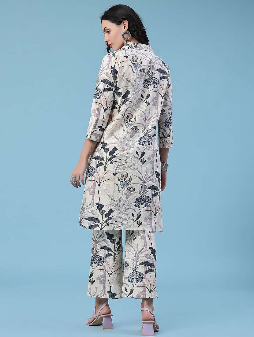 women printed collared ethnic co-ord set - 22472157 -  Standard Image - 4