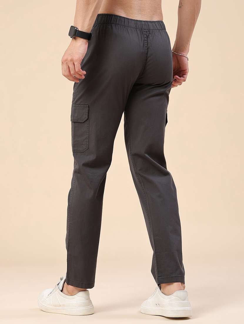 Men Solid Mid Rise Regular Fit Cargo - 22472206 -  Standard Image - 4