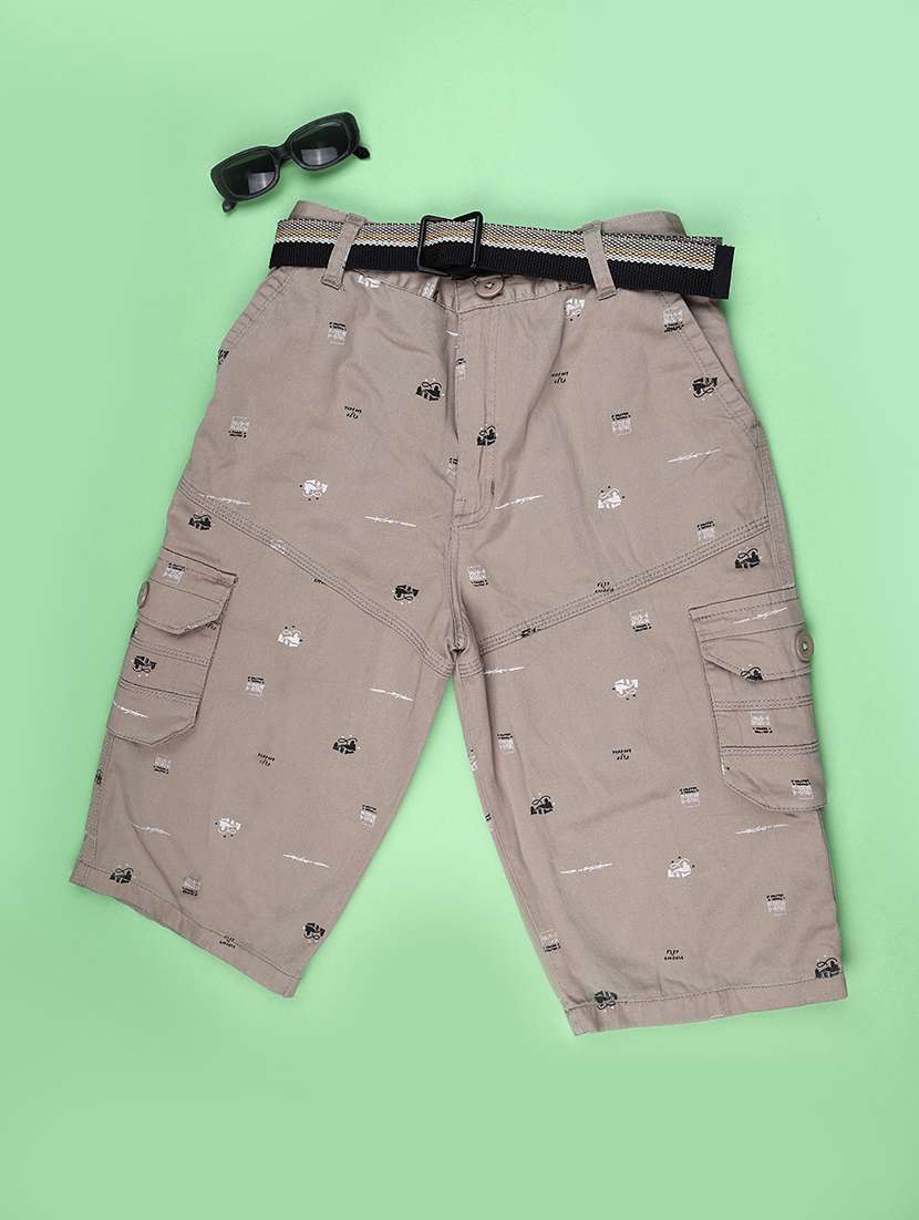 boys printed mid rise cargo three fourth shorts - 22472242 -  Standard Image - 1