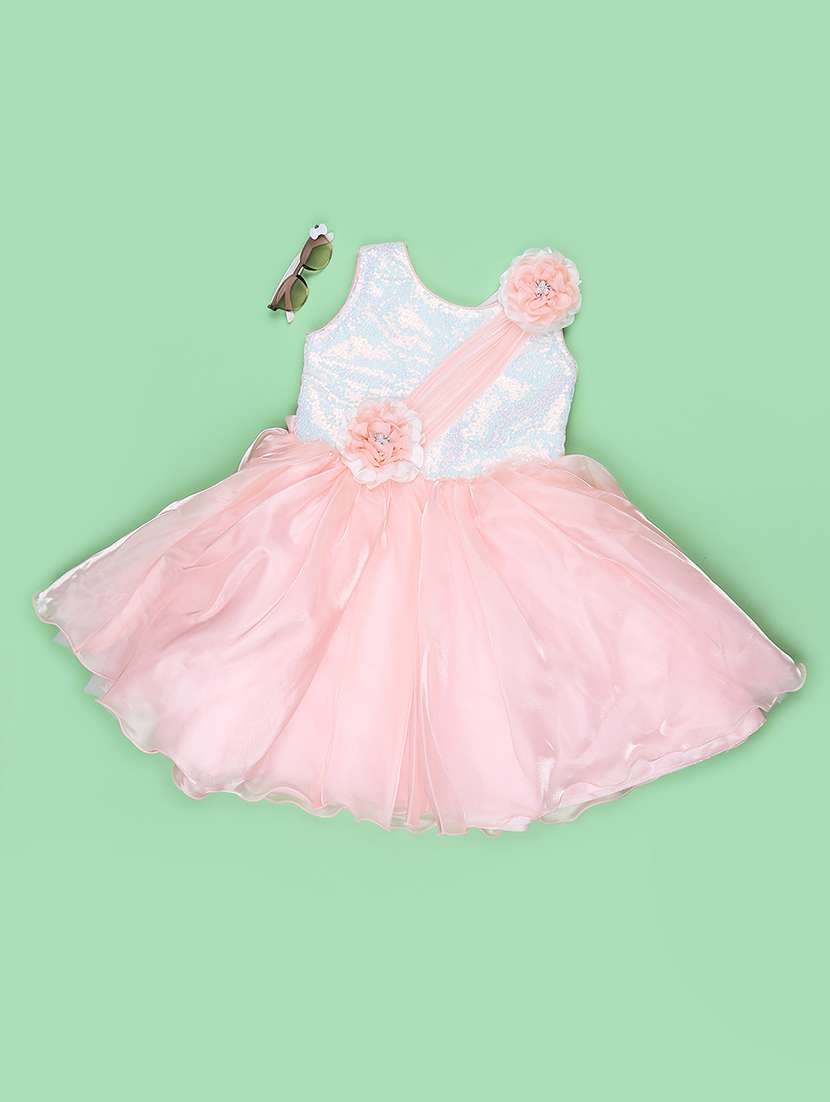 girls embellished sleeveless fit and flare frock - 22472280 -  Standard Image - 1