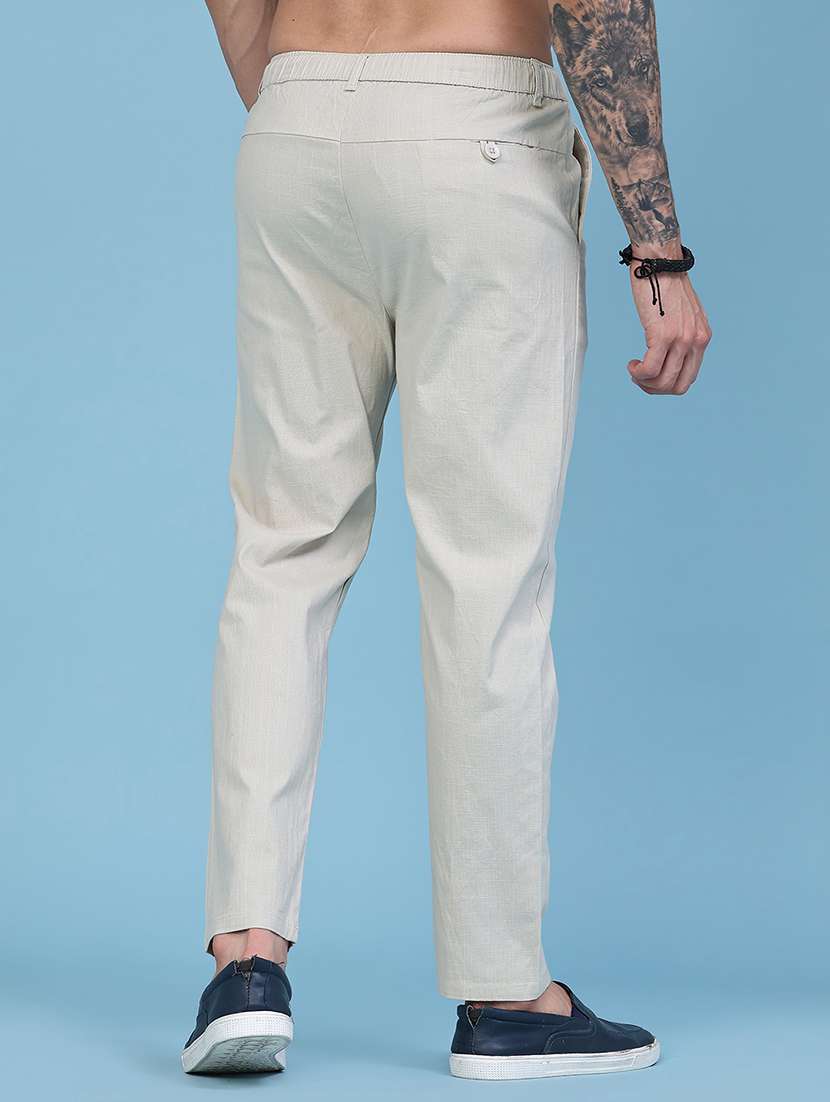 men solid mid rise flat front trouser - 22472282 -  Standard Image - 4