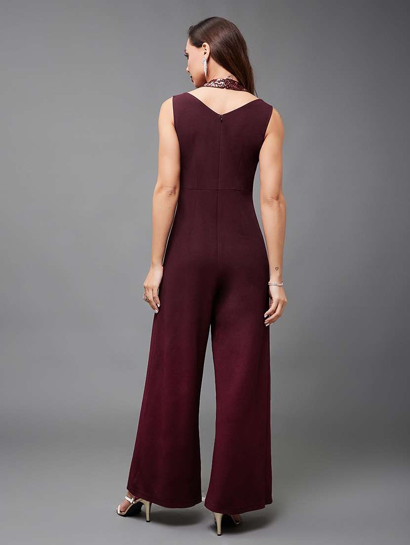 Women Maroon Polyester Full Leg Jumpsuit - 22472394 -  Standard Image - 4