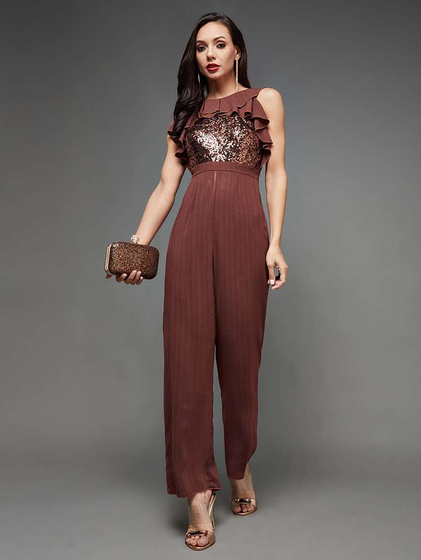 women crepe full leg jumpsuit