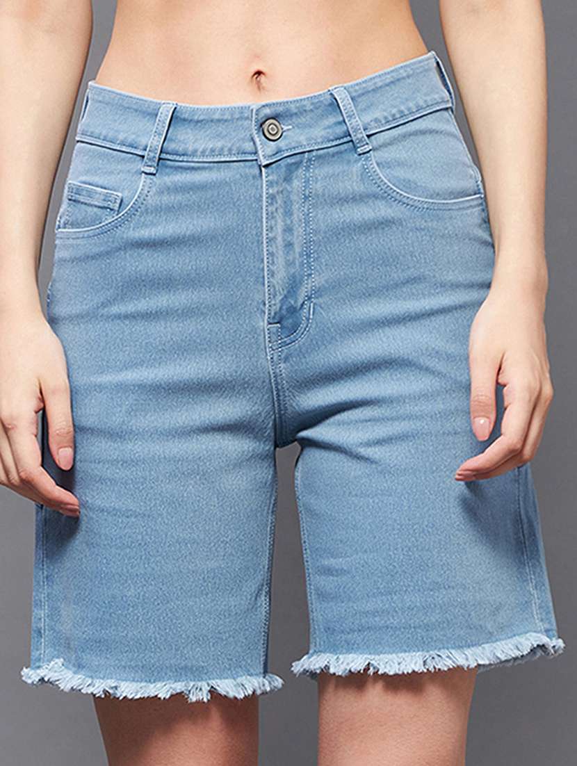 women blue denim bermuda short - 22472423 -  Standard Image - 1