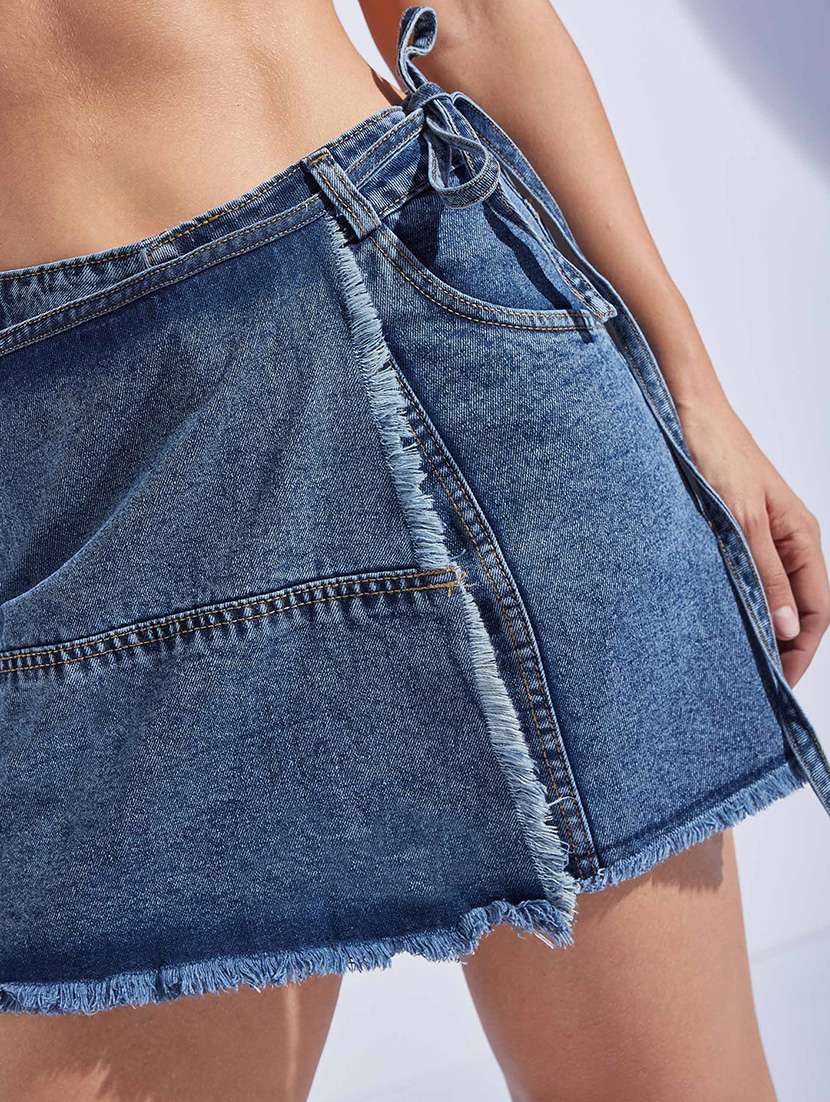 women blue denim denim shorts short - 22472431 -  Standard Image - 1