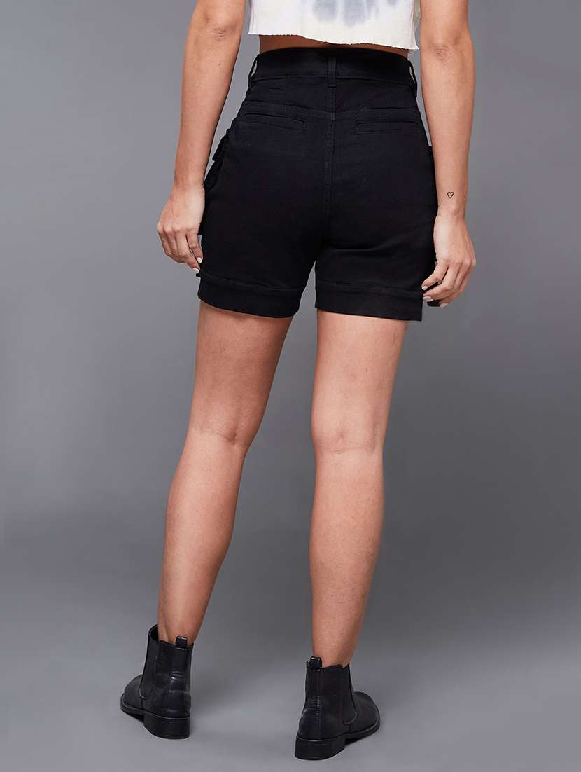 Women Solid High Rise Cargo Shorts - 22472438 -  Standard Image - 4