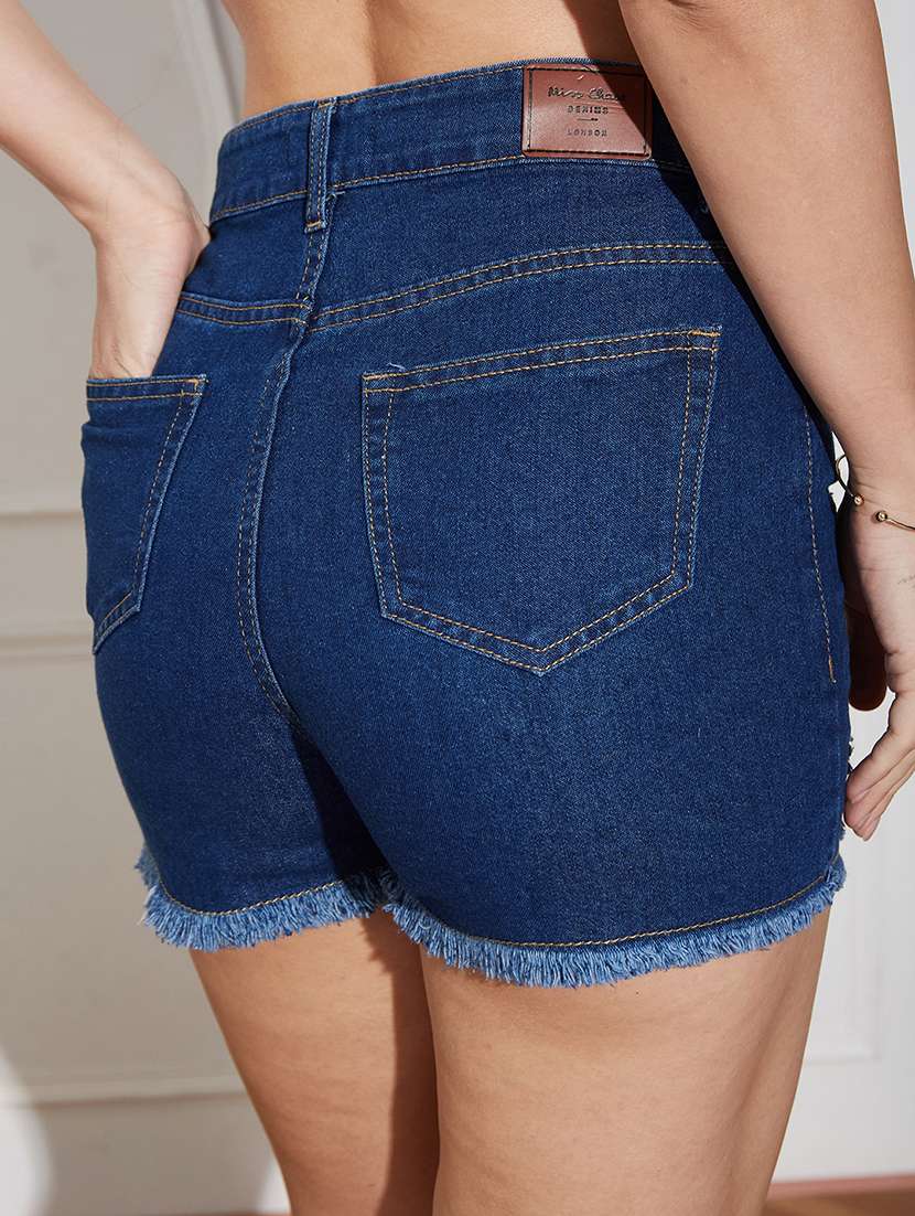 women blue denim denim shorts short - 22472445 -  Standard Image - 1
