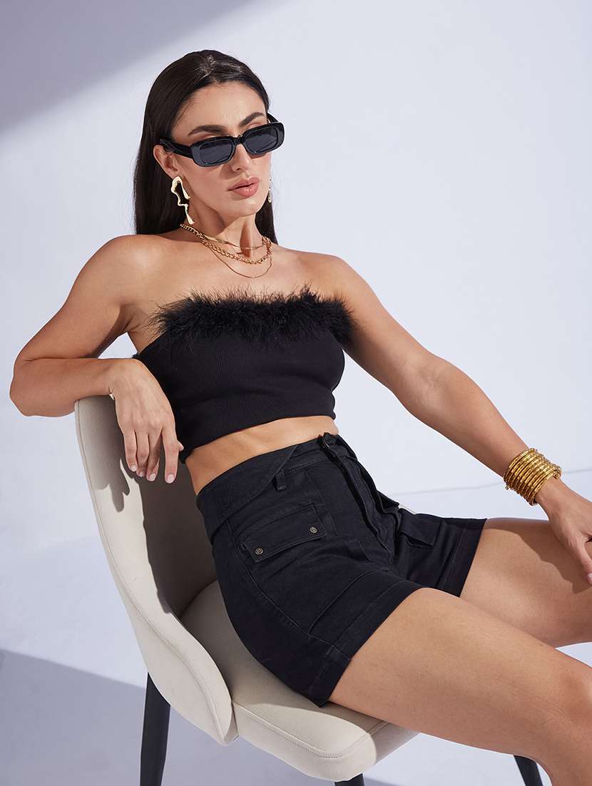 Women Solid High Rise Cargo Shorts - 22472456 -  Standard Image - 4
