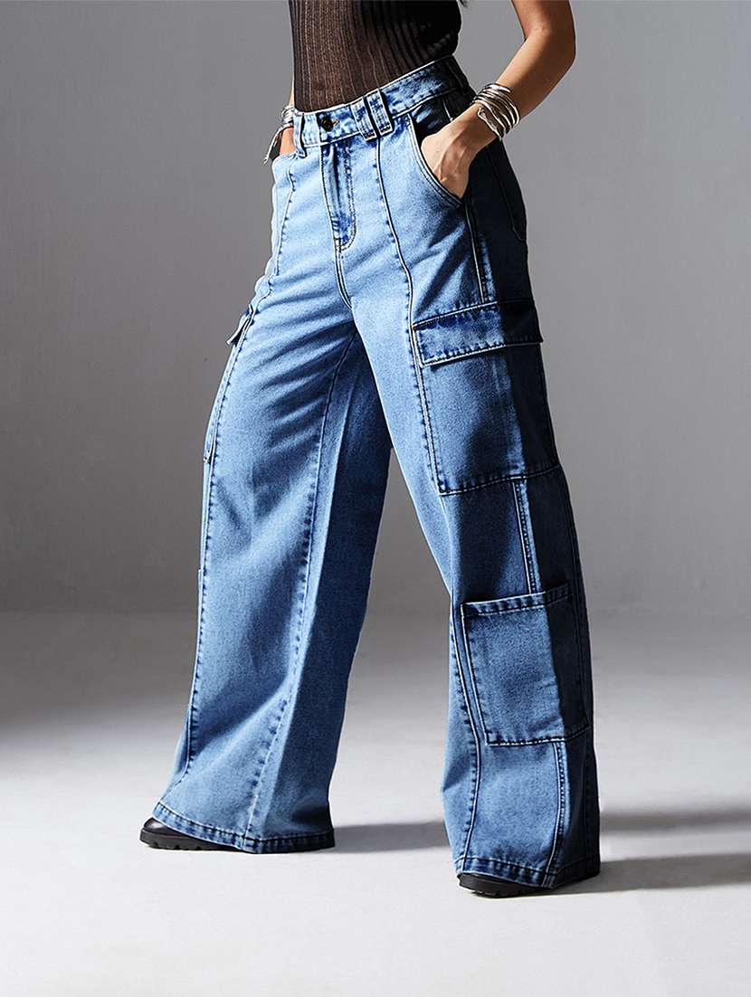 women blue denim jean