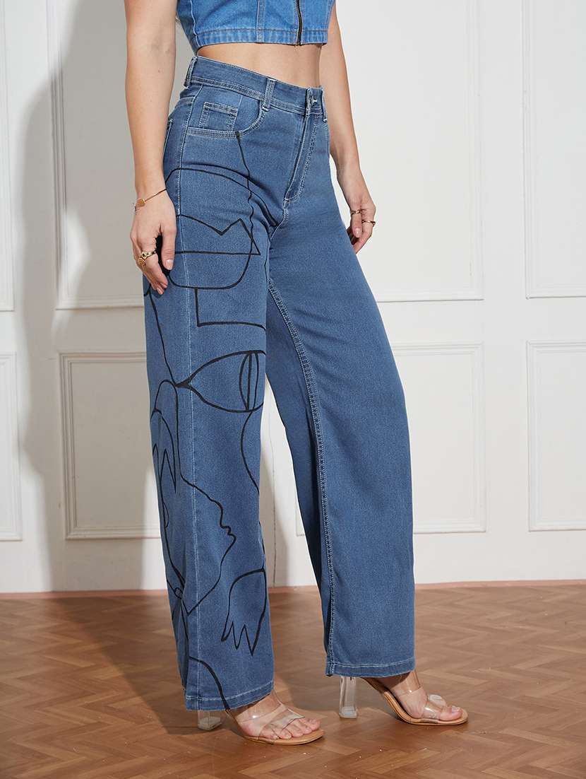 women blue denim jean