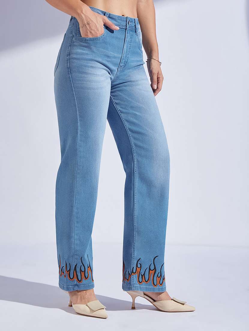 women blue denim jean