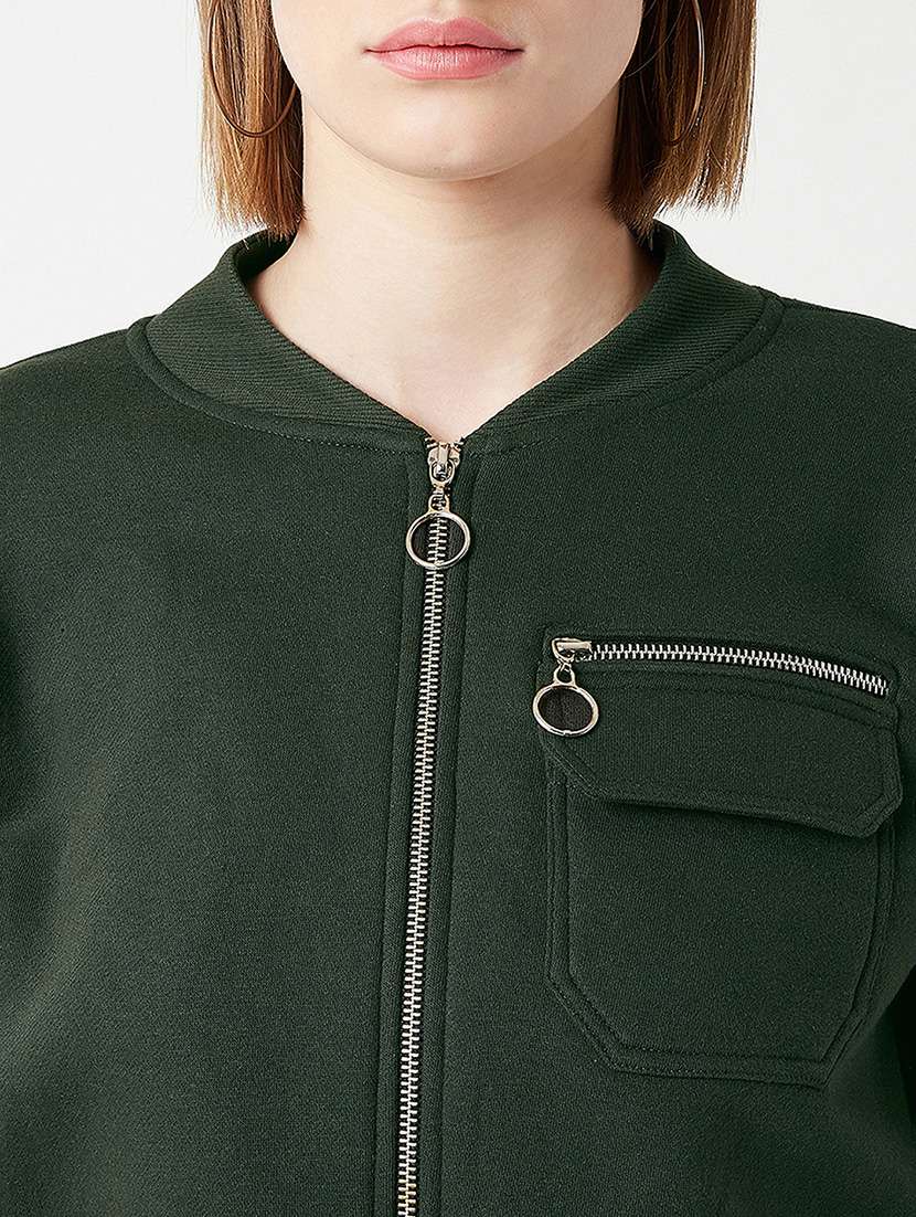 women green polyester biker jacket - 22472540 -  Standard Image - 1