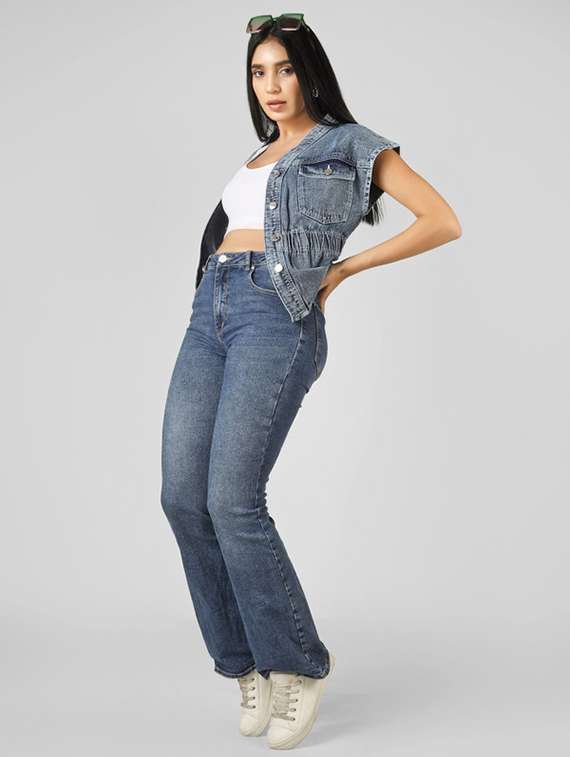 Women Solid Blue Cotton Shirt Top - 22472572 -  Standard Image - 4