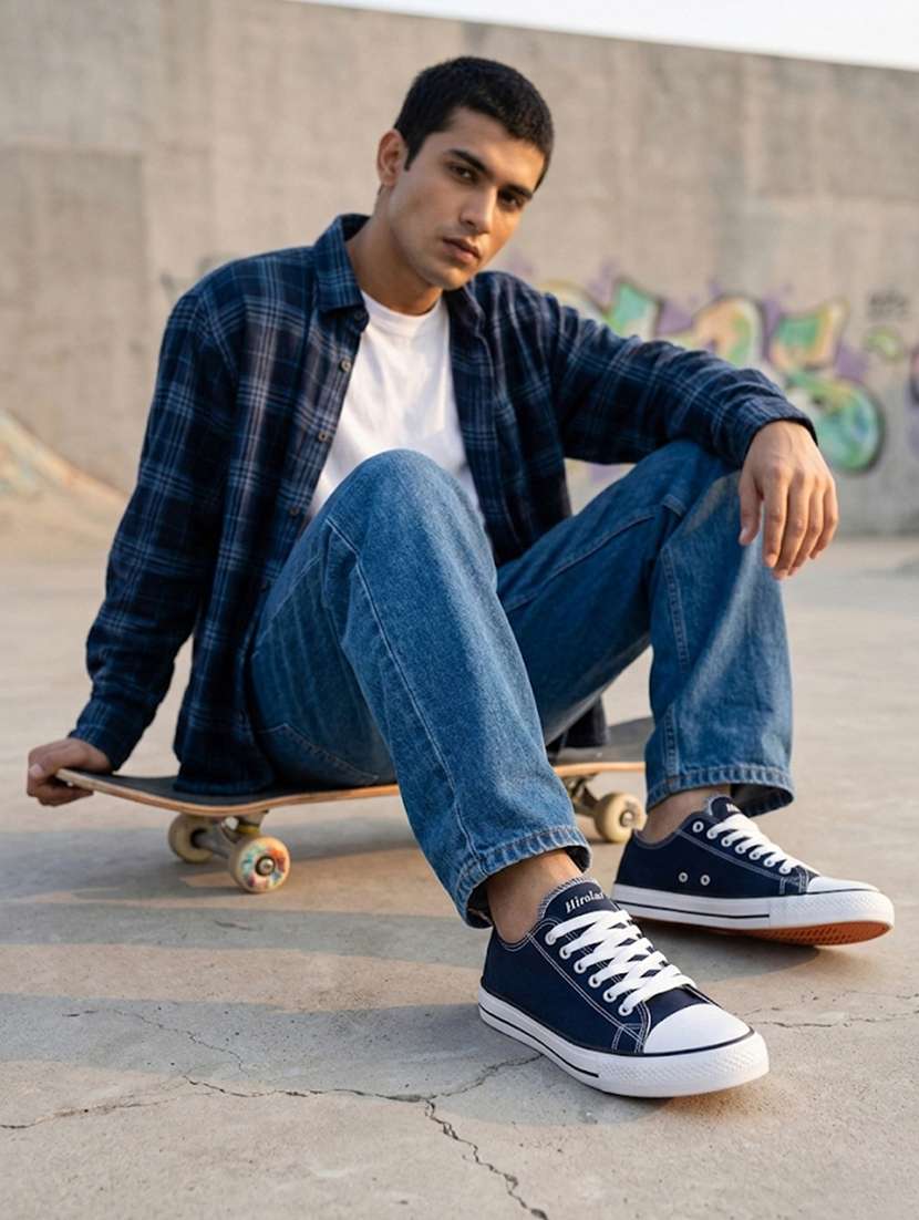 men blue lace up sneaker - 22472802 -  Standard Image - 1