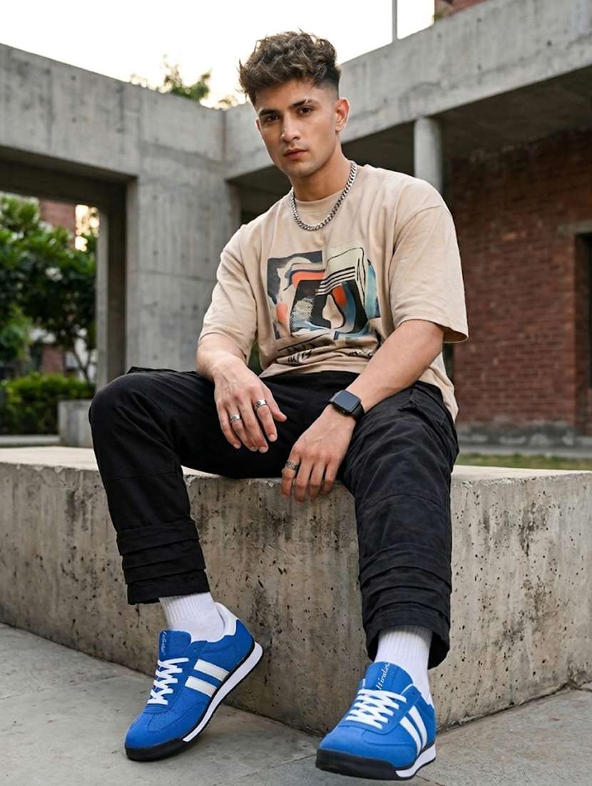 men blue lace up sneaker - 22472850 -  Standard Image - 1