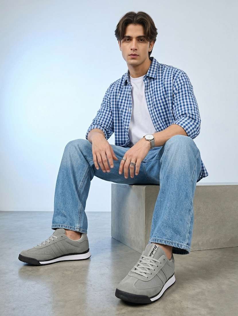 men grey lace up sneaker - 22472851 -  Standard Image - 1