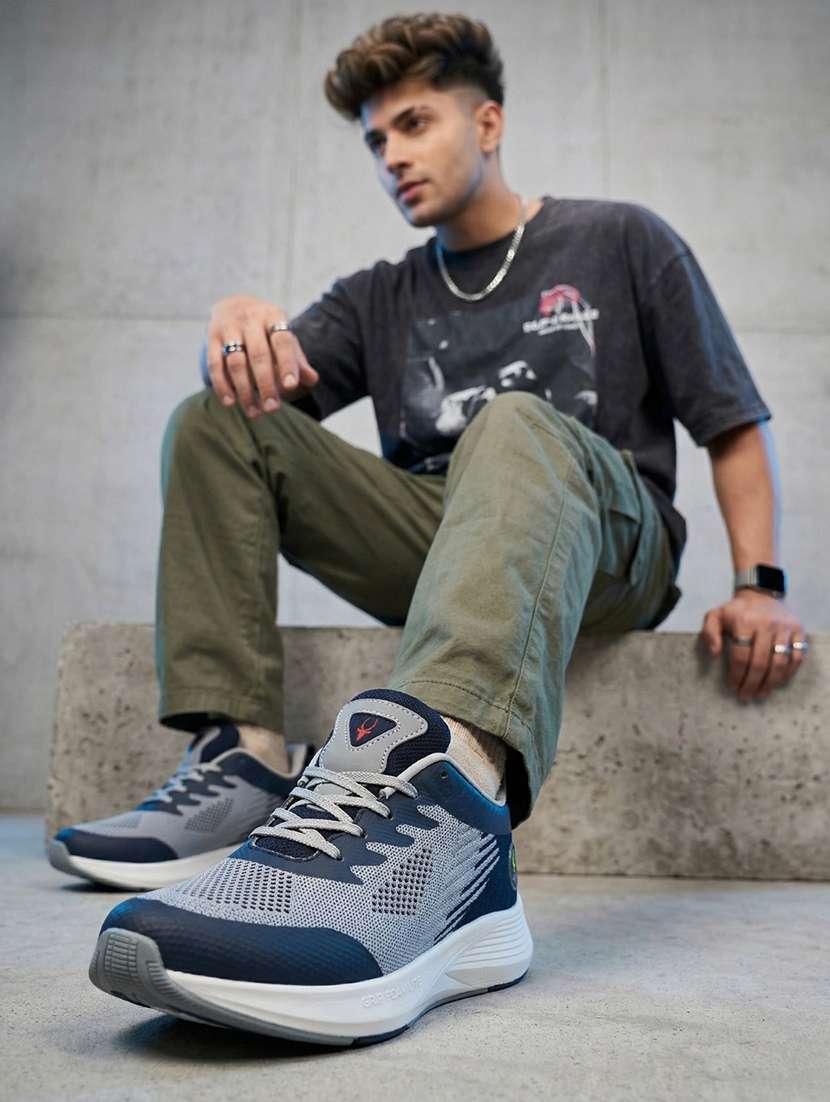 men solid grey lace up shoe - 22472882 -  Standard Image - 1