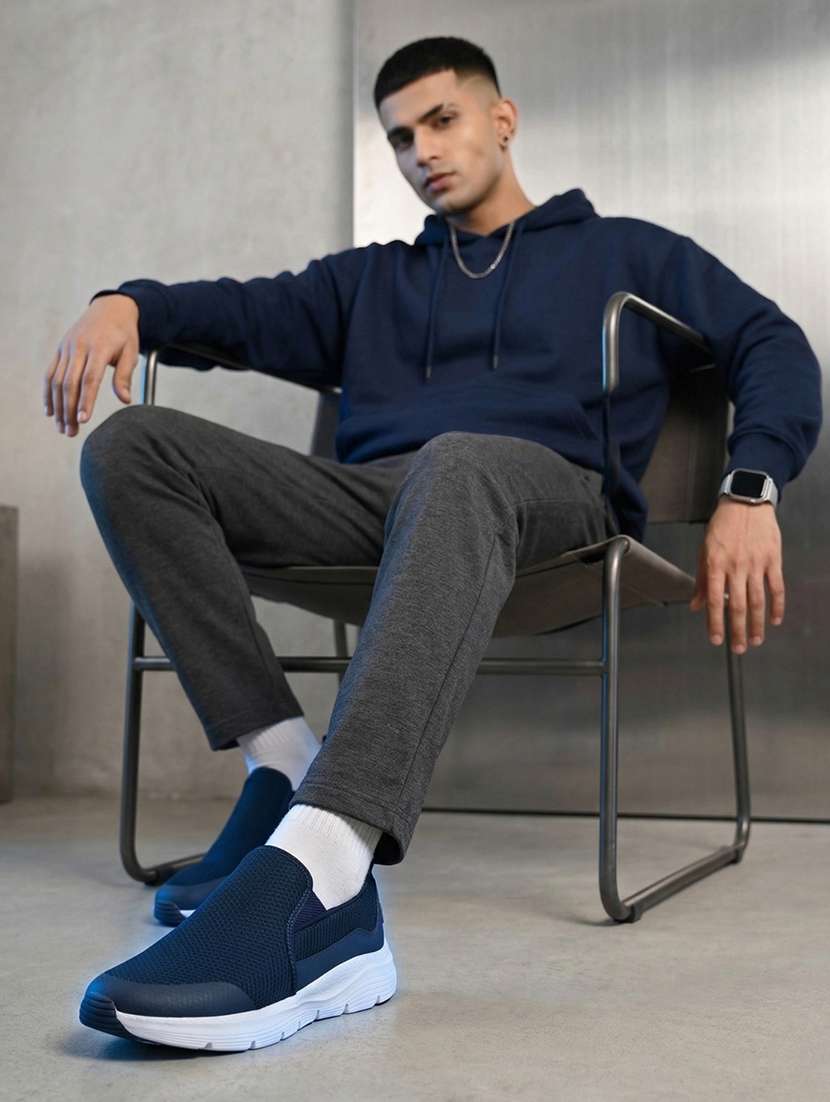 men solid blue lace up shoe - 22472884 -  Standard Image - 1