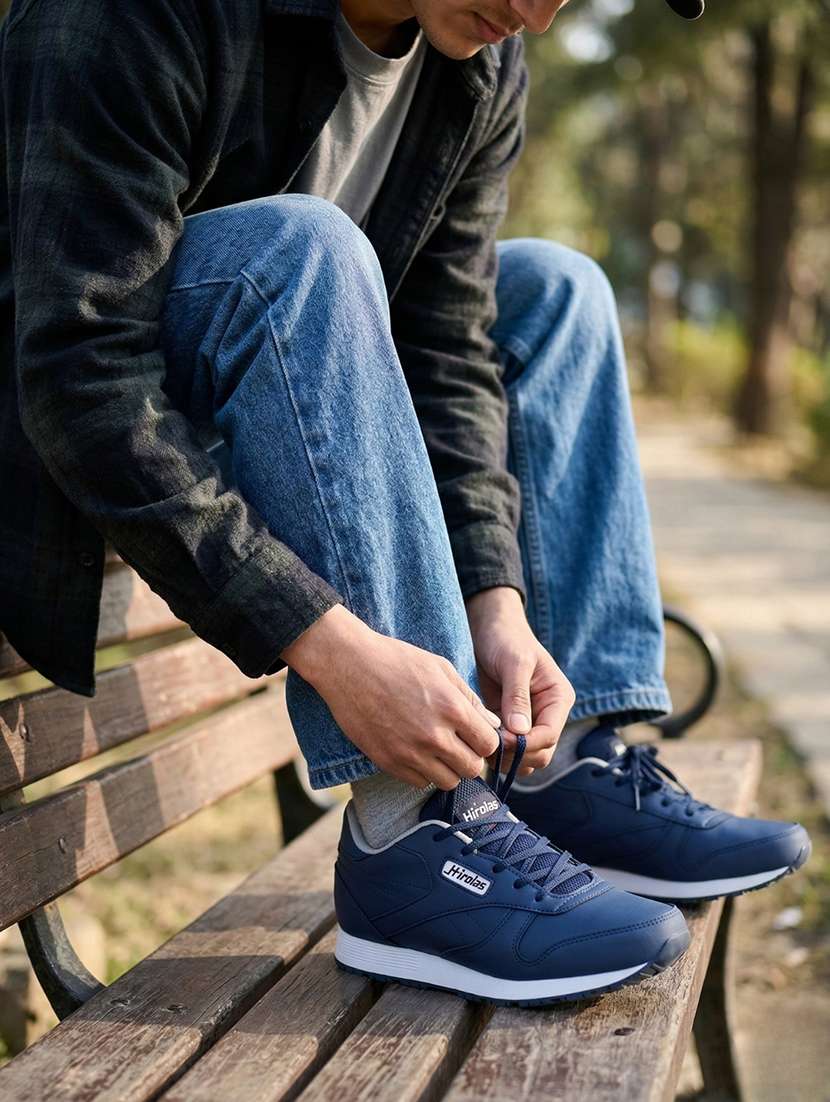 men solid blue lace up shoe - 22472902 -  Standard Image - 1