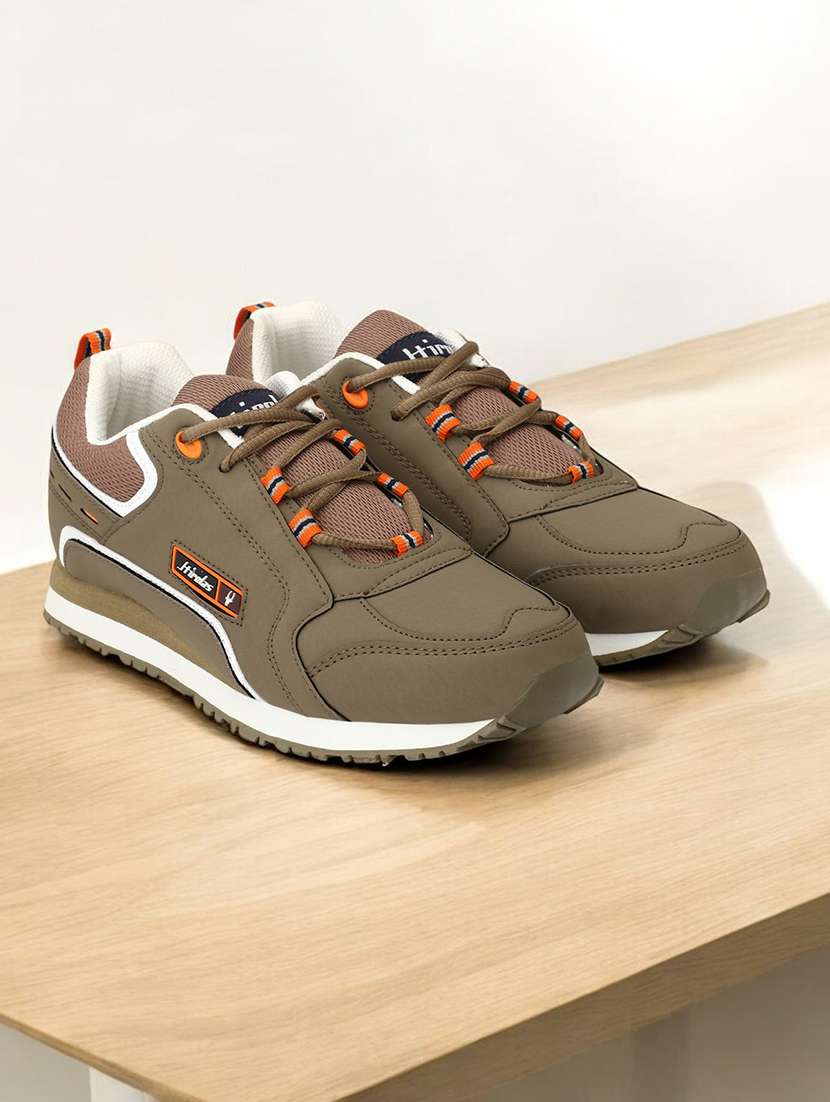 men solid  brown lace up shoe