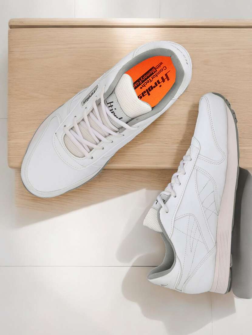 men solid white lace up shoe