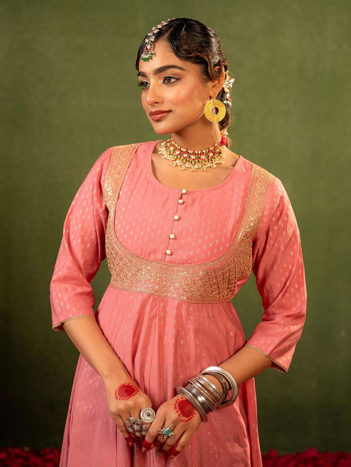 women pink polyester a-line ethnic dress - 22473100 -  Standard Image - 1