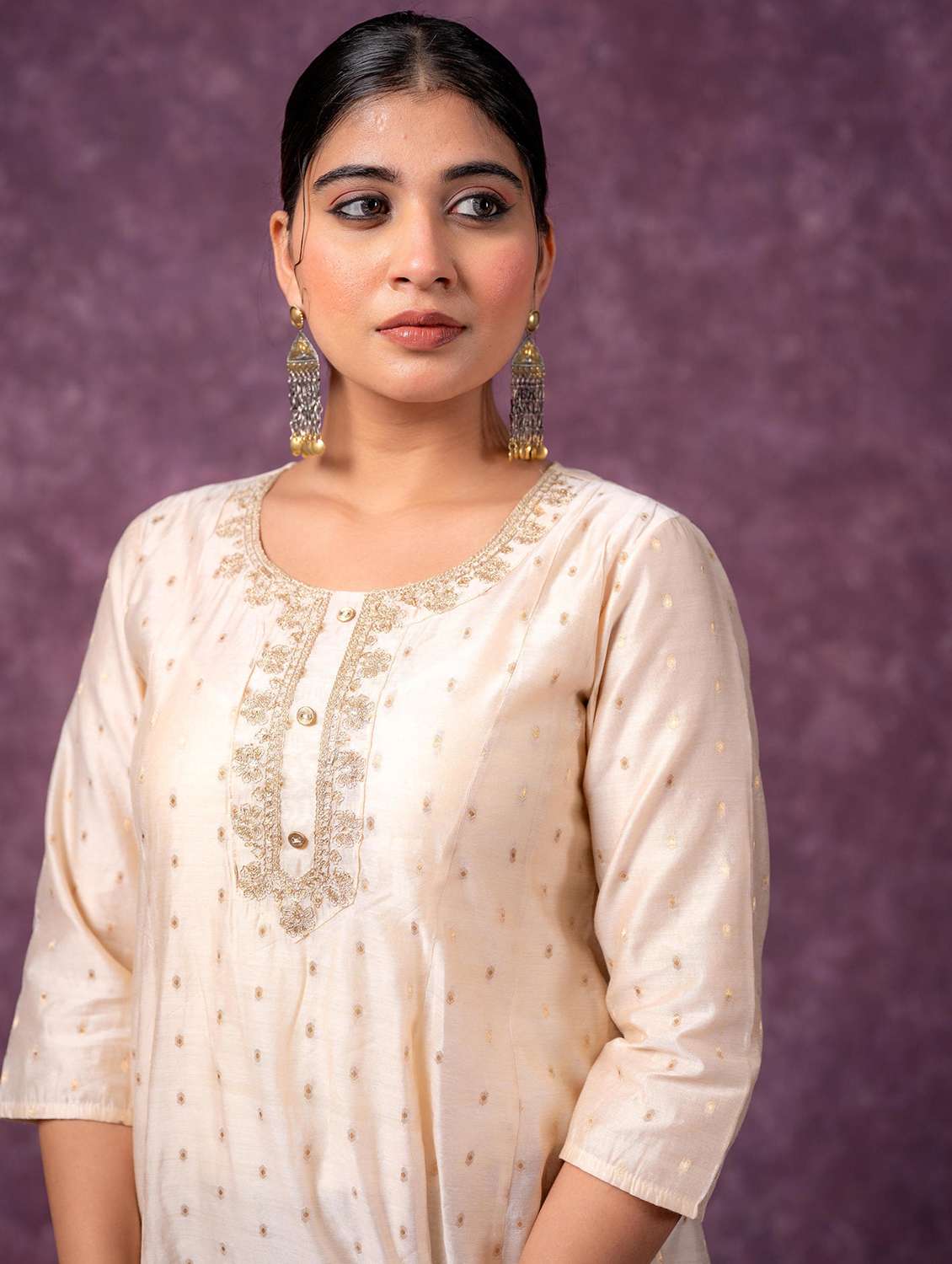 women beige polyester a-line kurta - 22473128 -  Standard Image - 1