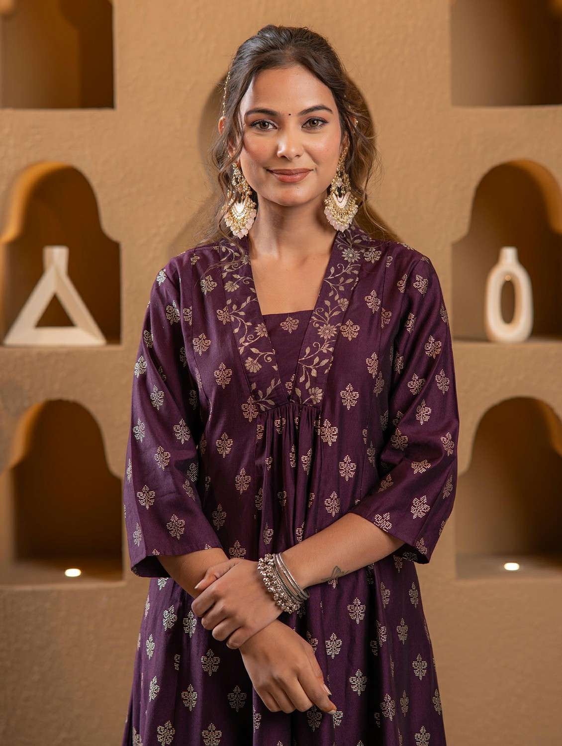 women printed three quarter sleeve a-line kurta - 22473132 -  Standard Image - 1