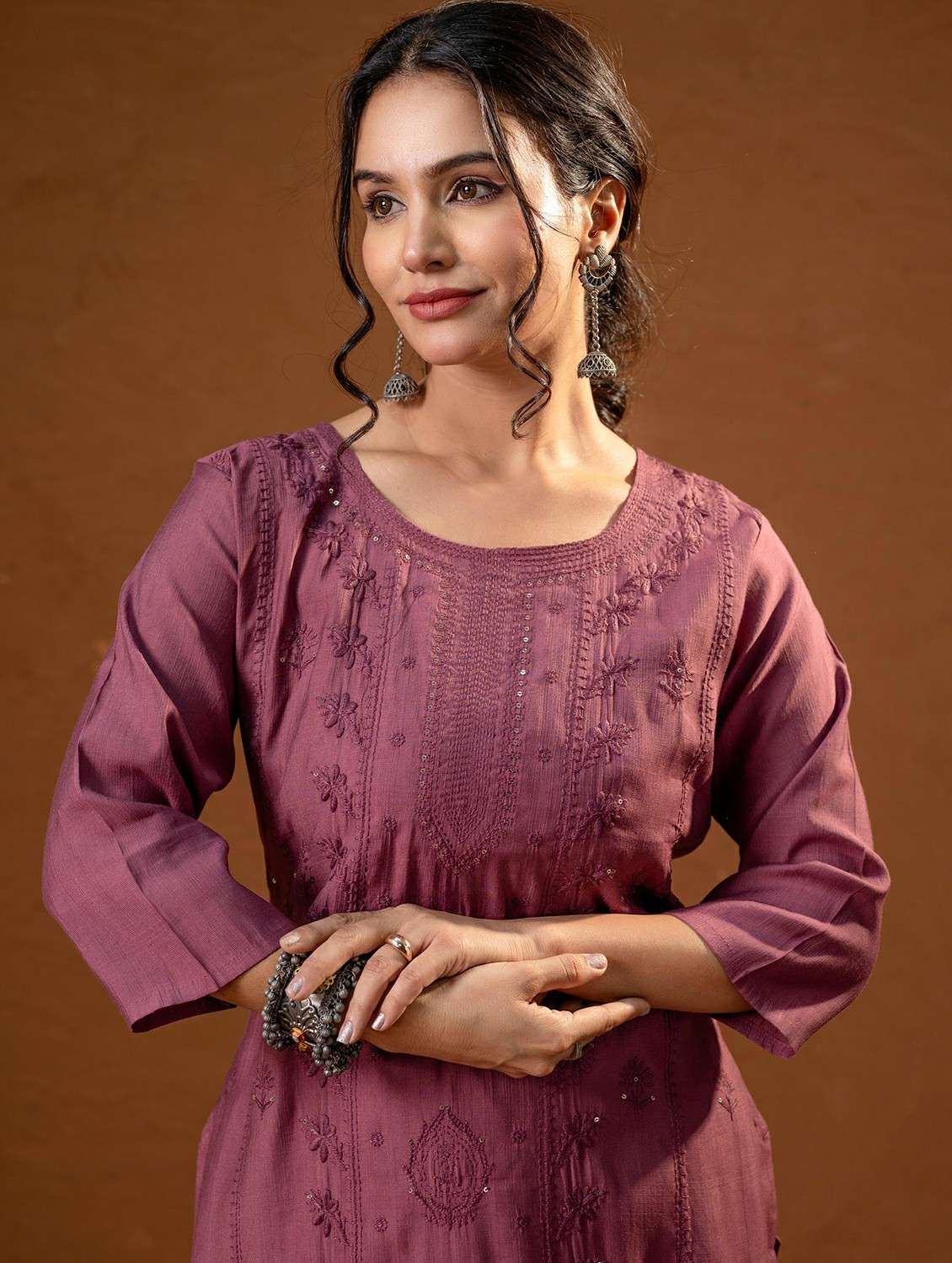 women purple viscose straight kurta - 22473135 -  Standard Image - 1
