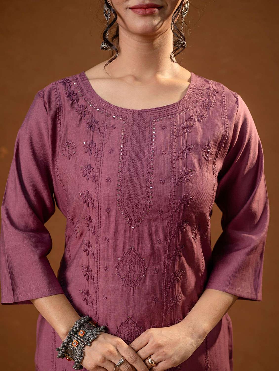 women purple viscose straight kurta - 22473135 -  Standard Image - 4
