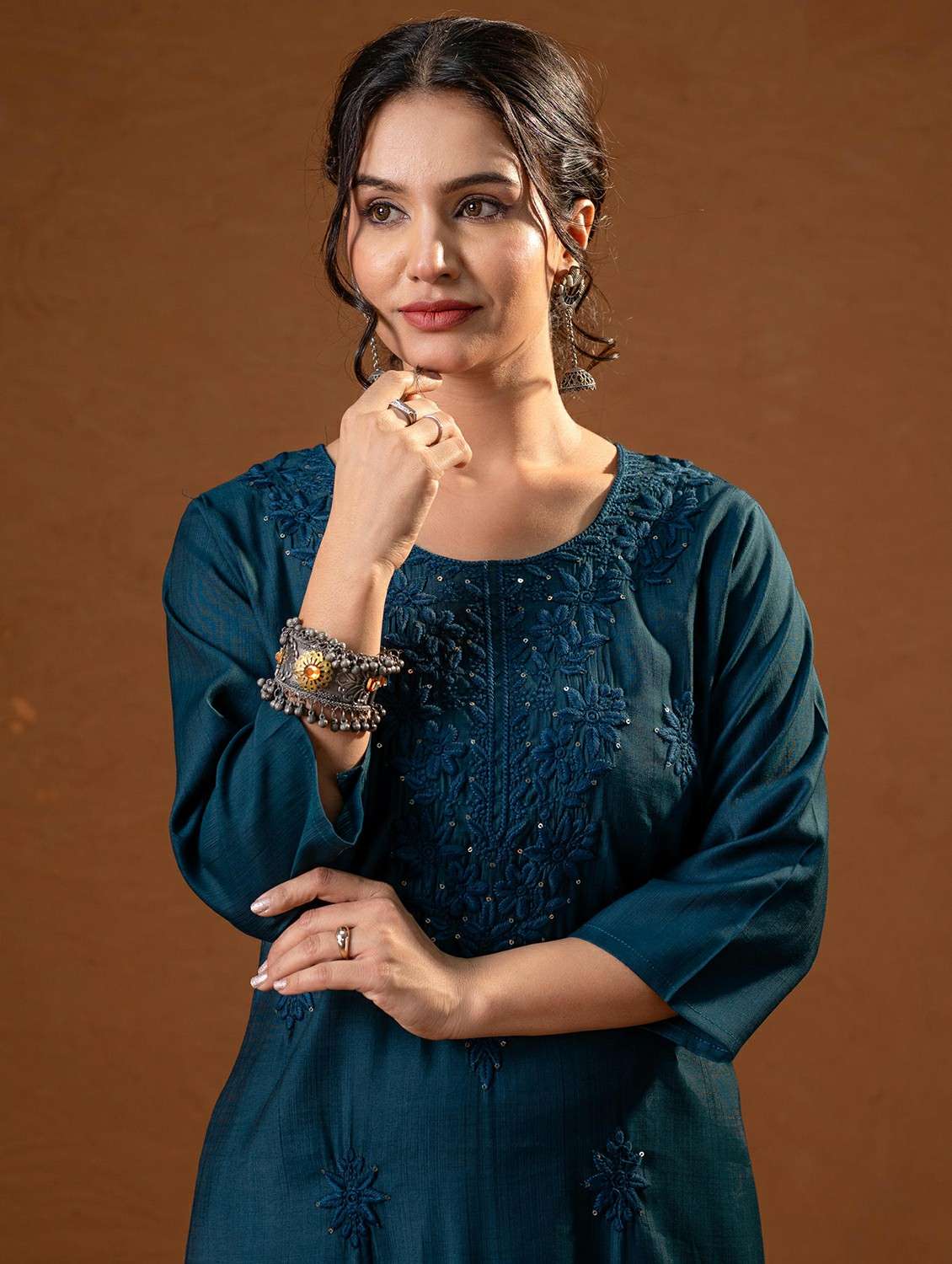women teal viscose straight kurta - 22473141 -  Standard Image - 1