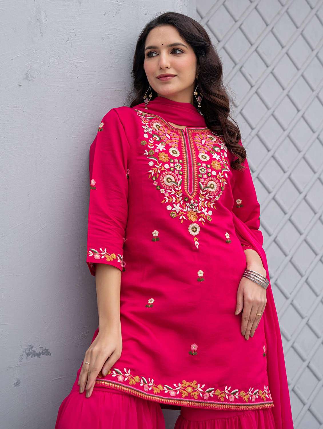 women fuchsia kurta salwar set - 22473144 -  Standard Image - 1