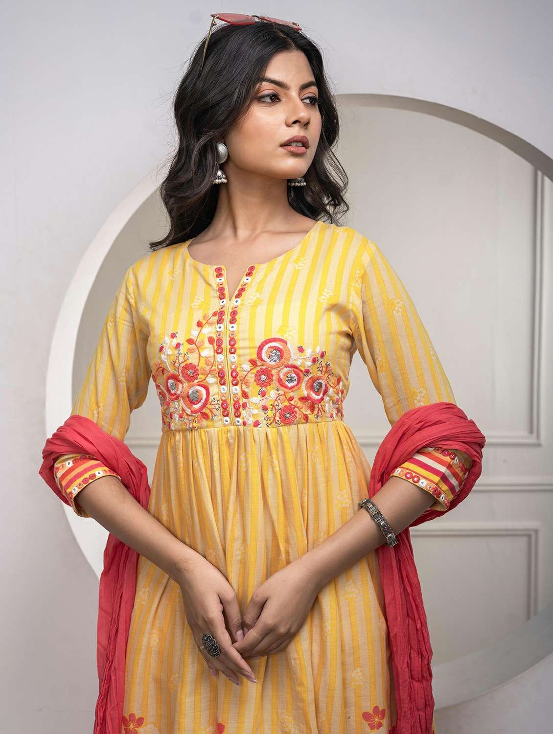 women mustard kurta salwar dupatta set - 22473160 -  Standard Image - 1