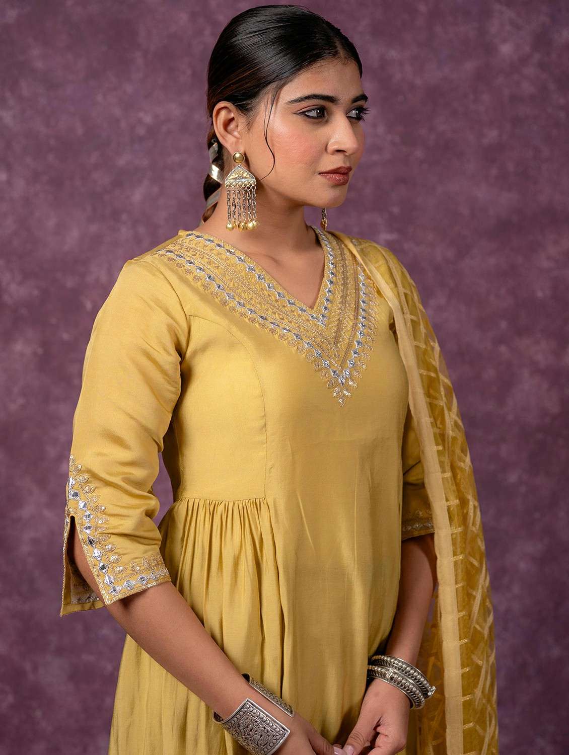 Women Mustard Kurta Pant Dupatta Set - 22473168 -  Standard Image - 1