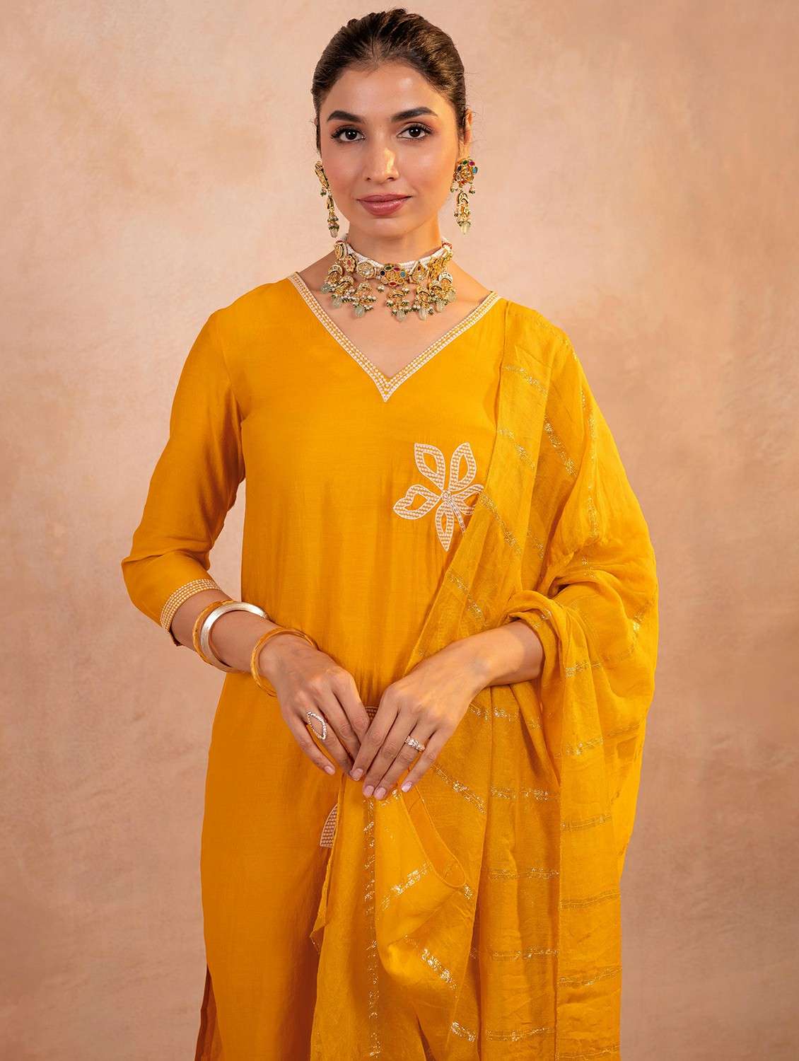 women mustard kurta salwar set - 22473183 -  Standard Image - 1