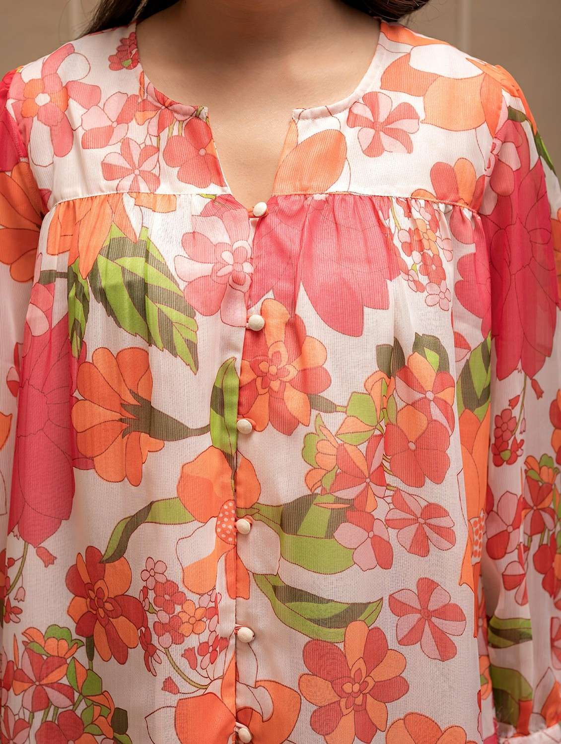 women floral printed long sleeve top - 22473185 -  Standard Image - 1