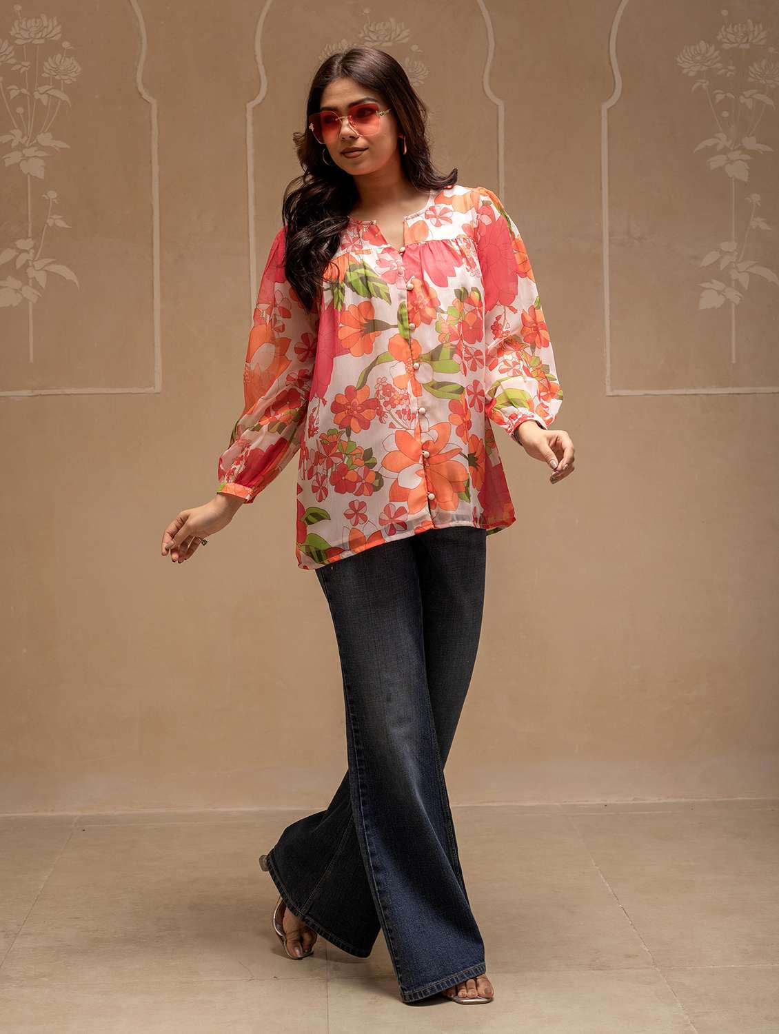 women floral printed long sleeve top - 22473185 -  Standard Image - 4