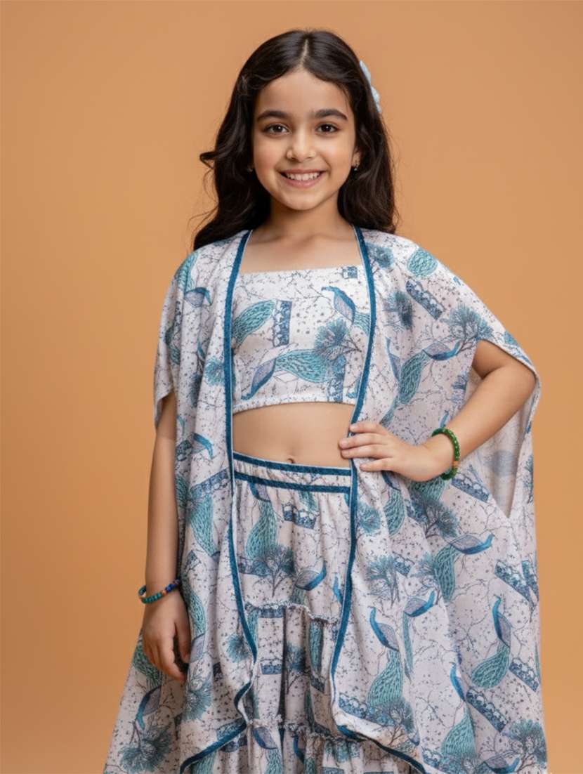 Girl Multi Colored Viscose Skirt Top Set Suit Set - 22473208 -  Standard Image - 1